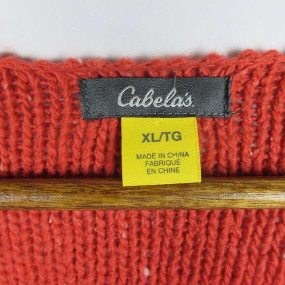 Cabela's Speckled V Neck Button Down Cardigan Sweater Cotton Blend XL Cottage - Picture 5 of 7